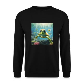 Cartoon turtle dives in the sea - Unisex Sweatshirt - black - Front - Alina (178cm) & Michal (187cm)