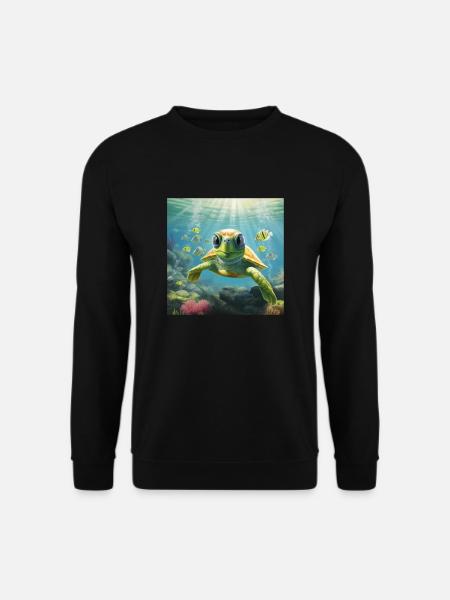 Cartoon Schildkröte taucht im Meer - Unisex Pullover - Schwarz