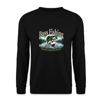 Fishing Nature - Perch in the Jump - Unisex Sweatshirt - black - Front - Alina (178cm) & Michal (187cm)