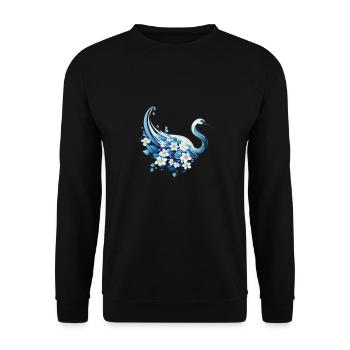 Polygone Origami cygne en bleu avec des fleurs - Sweat-shirt Unisexe - noir - Devant - Alina (178cm) & Michal (187cm)