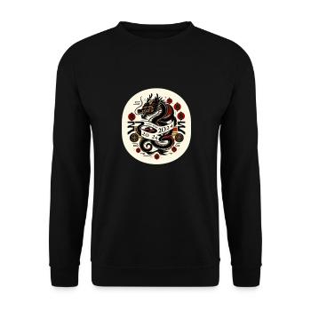 Astrology - Japanese Dragon - Unisex Sweatshirt - black - Front - Alina (178cm) & Michal (187cm)