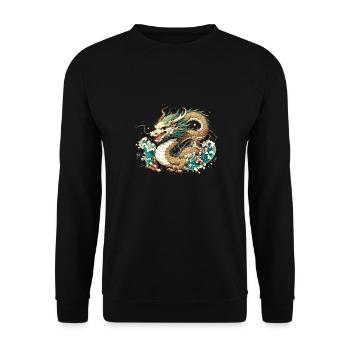 Dragon rising from the lake - Unisex Sweatshirt - black - Front - Alina (178cm) & Michal (187cm)