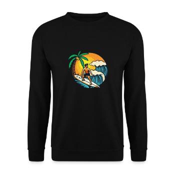 Surfer rides a wave - Unisex Sweatshirt - black - Front - Alina (178cm) & Michal (187cm)