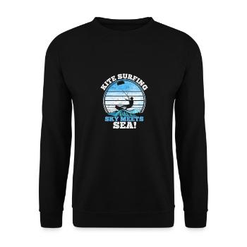 Surfing with wind and sea - Unisex Sweatshirt - black - Front - Alina (178cm) & Michal (187cm)