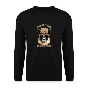 Lama mit Frisur und Sonnenbrille - Unisex Pullover - Schwarz - Vorne - Alina (178cm) & Michal (187cm)