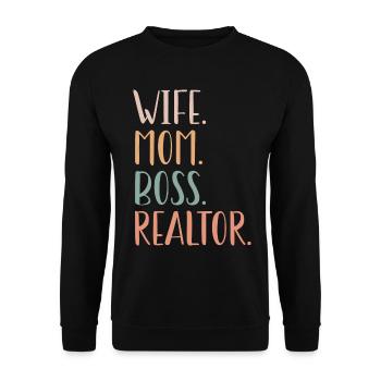 Wife Mom Realtor Cadeau Mother's Day - Sweat-shirt Unisexe - noir - Devant - Alina (178cm) & Michal (187cm)