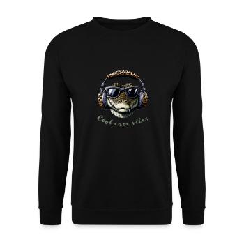 Crocodile avec lunettes de soleil et écouteurs - Sweat-shirt Unisexe - noir - Devant - Alina (178cm) & Michal (187cm)