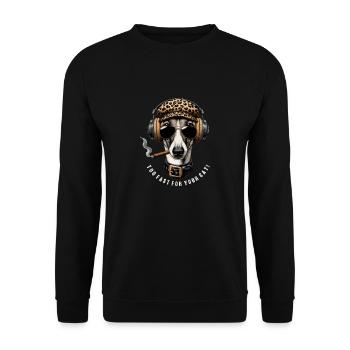 Greyhound with sunglasses and headphones - Unisex Sweatshirt - black - Front - Alina (178cm) & Michal (187cm)