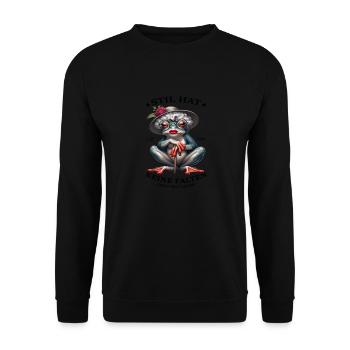 Fashion-conscious toad with hat - Unisex Sweatshirt - black - Front - Alina (178cm) & Michal (187cm)
