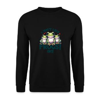 Three Cartoon Frogs - Unisex Sweatshirt - black - Front - Alina (178cm) & Michal (187cm)