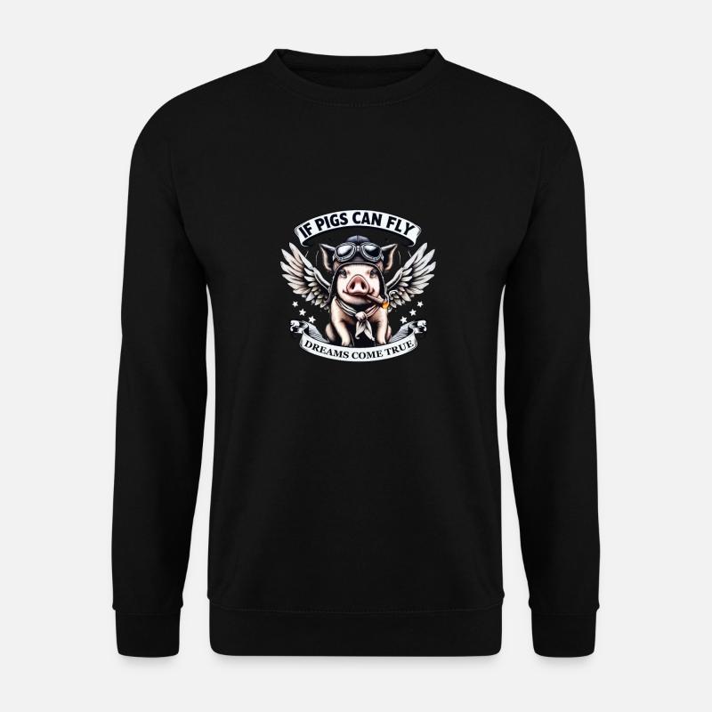 Comic Pig with Wings - Unisex Sweatshirt - black