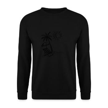 Urlaub am Strand mit Palme - Unisex Pullover - Schwarz - Vorne - Alina (178cm) & Michal (187cm)