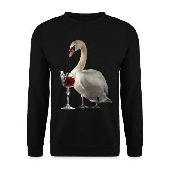 Schwan Wein - Unisex Pullover - Schwarz - Vorne - Alina (178cm) & Michal (187cm)