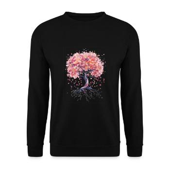 Cherry tree in bloom - Unisex Sweatshirt - black - Front - Alina (178cm) & Michal (187cm)