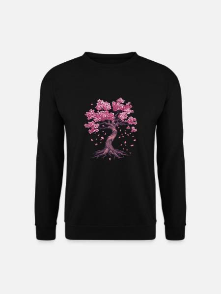 Sakura cerisier en fleurs avec racines - Sweat-shirt Unisexe - noir