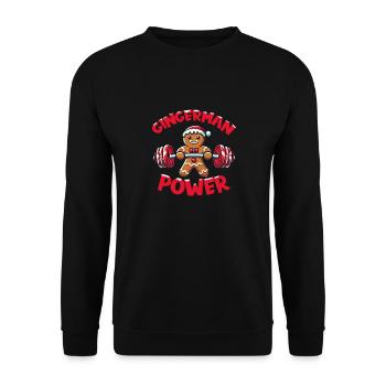 Gingerman Power Noël Pain d’épice Gym - Sweat-shirt Unisexe - noir - Devant - Alina (178cm) & Michal (187cm)