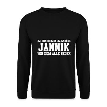 Jannik Name Design - Unisex Pullover - Schwarz - Vorne - Alina (178cm) & Michal (187cm)