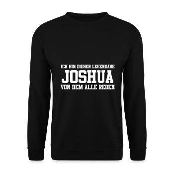 Joshua Name Design - Unisex Pullover - Schwarz - Vorne - Alina (178cm) & Michal (187cm)