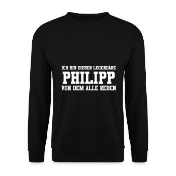 Philipp Name Design - Unisex Pullover - Schwarz - Vorne - Alina (178cm) & Michal (187cm)