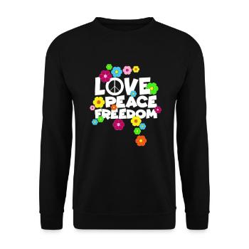 Love Peace Freedom Hippie Schlager Alternative - Unisex Sweatshirt - black - Front - Alina (178cm) & Michal (187cm)