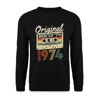 Origine 1974 naissance naissance rétro anniversaire - Sweat-shirt Unisexe - noir - Devant - Alina (178cm) & Michal (187cm)