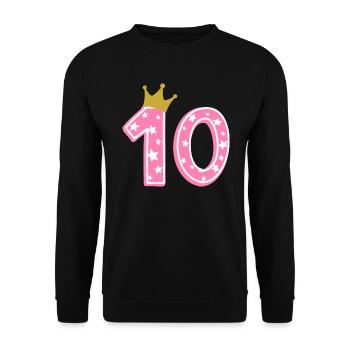 10 Krone 10. Geburtstag 10 Jahre - Unisex Pullover - Schwarz - Vorne - Alina (178cm) & Michal (187cm)