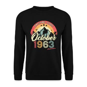 Cadeau D'anniversaire En Octobre 1963 Vintage - Sweat-shirt Unisexe - noir - Devant - Alina (178cm) & Michal (187cm)