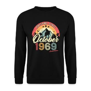 Cadeau D'anniversaire En Octobre 1969 Vintage - Sweat-shirt Unisexe - noir - Devant - Alina (178cm) & Michal (187cm)