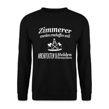 Zimmerer die Helden der Architekten - Unisex Pullover - Schwarz - Vorne - Alina (178cm) & Michal (187cm)