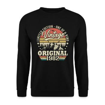 Idée Cadeau D'anniversaire Vintage Original 1982 - Sweat-shirt Unisexe - noir - Devant - Alina (178cm) & Michal (187cm)
