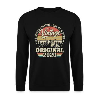 Original Vintage Geburtstag Geschenkidee 2020 - Unisex Pullover - Schwarz - Vorne - Alina (178cm) & Michal (187cm)
