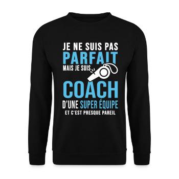 coach parfait super équipe club humour coach sport - Sweat-shirt Unisexe - noir - Devant - Alina (178cm) & Michal (187cm)