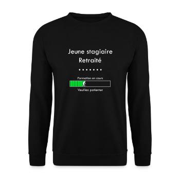 jeune stagiaire retraité - Sweat-shirt Unisexe - noir - Devant - Alina (178cm) & Michal (187cm)