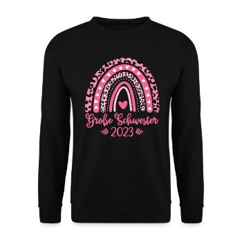 Große Schwester 2023 - Unisex Pullover - Schwarz - Vorne - Alina (178cm) & Michal (187cm)