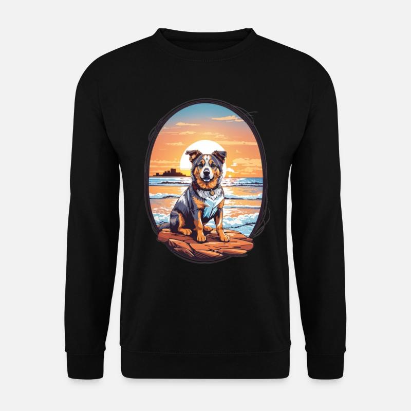 Hund am Strand - Unisex Pullover - Schwarz