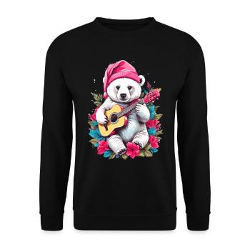Ours polaire mignon avec guitare - Sweat-shirt Unisexe - noir - Devant - Alina (178cm) & Michal (187cm)