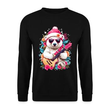Ours polaire mignon avec guitare - Sweat-shirt Unisexe - noir - Devant - Alina (178cm) & Michal (187cm)