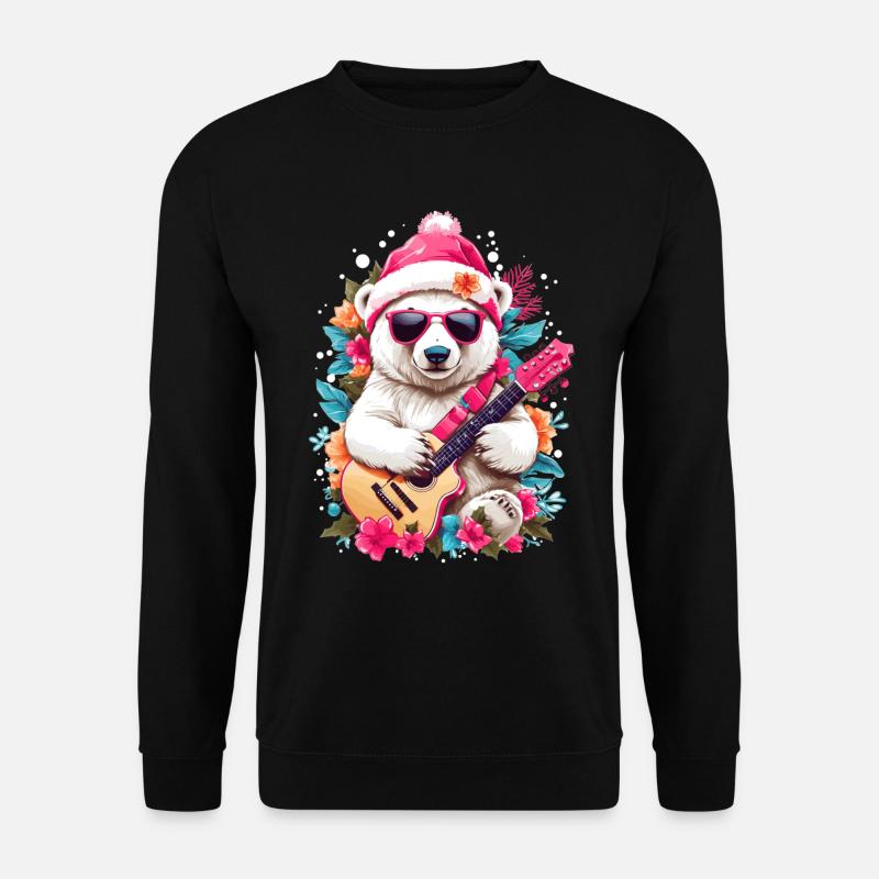 Süßer Eisbär mit Gitarre - Unisex Pullover - Schwarz