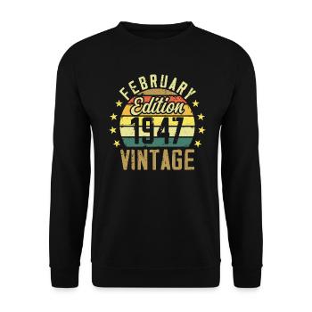 Anniversaire 77 ans - Cadeau Février 1947 - 77e - Sweat-shirt Unisexe - noir - Devant - Alina (178cm) & Michal (187cm)