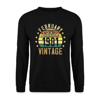 Anniversaire 43 ans - Cadeau Février 1981 - 43e - Sweat-shirt Unisexe - noir - Devant - Alina (178cm) & Michal (187cm)