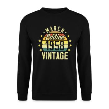 Vintage mars 1958 vintage cadeau anniversaire 1958 - Sweat-shirt Unisexe - noir - Devant - Alina (178cm) & Michal (187cm)