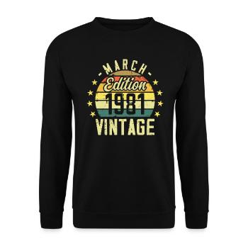 Vintage mars 1981 vintage cadeau anniversaire 1981 - Sweat-shirt Unisexe - noir - Devant - Alina (178cm) & Michal (187cm)
