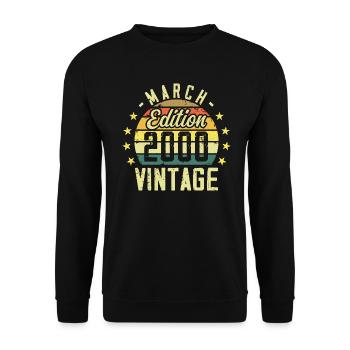 Jahrgang März 2000 Vintage Geschenk Jubiläum 2000 - Unisex Pullover - Schwarz - Vorne - Alina (178cm) & Michal (187cm)
