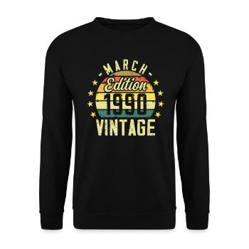 Vintage mars 1990 vintage cadeau anniversaire 1990 - Sweat-shirt Unisexe - noir - Devant - Alina (178cm) & Michal (187cm)