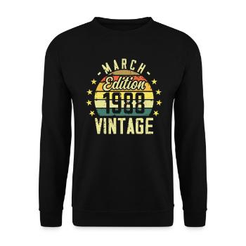 Vintage mars 1988 vintage cadeau anniversaire 1988 - Sweat-shirt Unisexe - noir - Devant - Alina (178cm) & Michal (187cm)