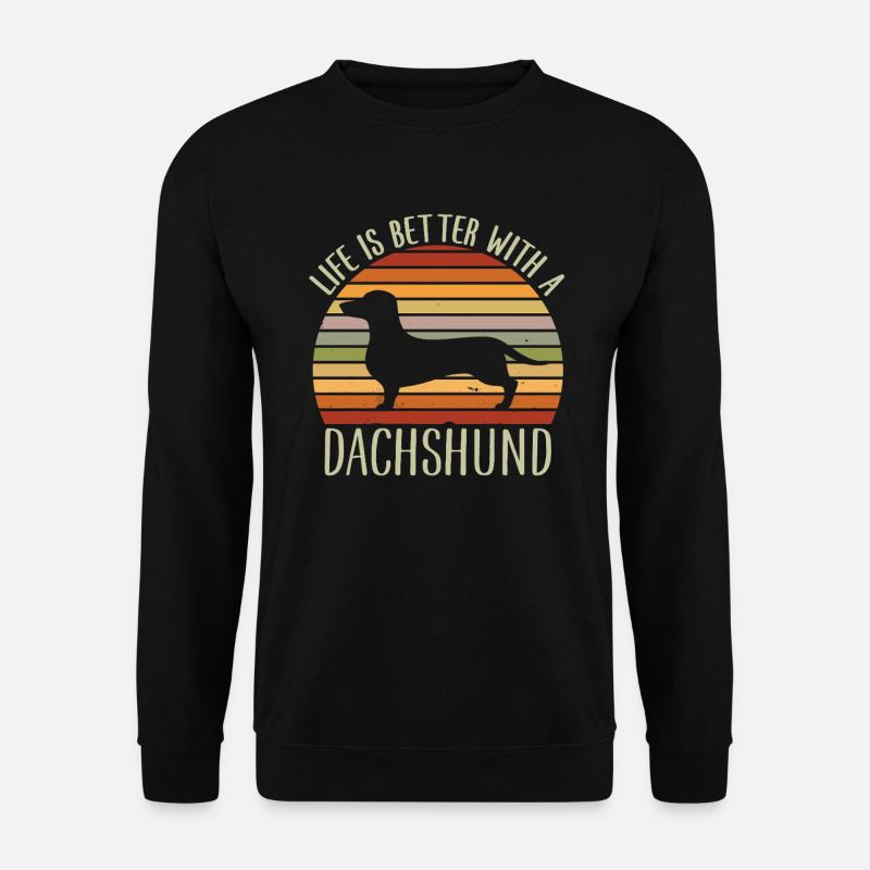 Das Leben ist besser mit einem Dackel Lustiges Zitat - Unisex Pullover - Schwarz
