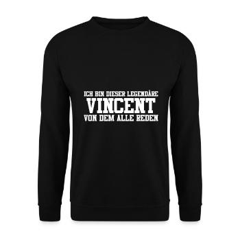 Vincent Name Design - Unisex Pullover - Schwarz - Vorne - Alina (178cm) & Michal (187cm)