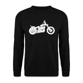 Motorrad Chopper Cruiser Biker Mechaniker Geschenk - Unisex Pullover - Schwarz - Vorne - Alina (178cm) & Michal (187cm)