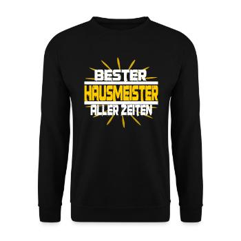 Hausmeister Geschenk Abschied Geschenkidee Sprüche - Unisex Pullover - Schwarz - Vorne - Alina (178cm) & Michal (187cm)