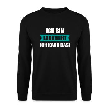 Ich bin Landwirt ich kann das - Unisex Pullover - Schwarz - Vorne - Alina (178cm) & Michal (187cm)